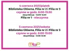 Godziny pracy Biblioteki w dniach 4-5 czerwca 2021