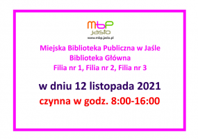 Godziny pracy Biblioteki 12 listopada 2021