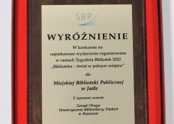 Jasielska Biblioteka doceniona za wydarzenie Tygodnia Bibliotek 2022